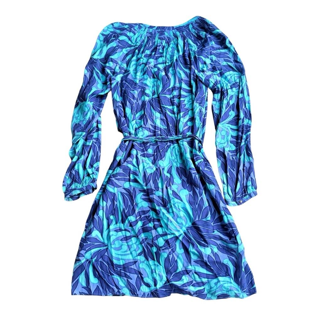Banana Republic Blue and Green Midi Dress size 2 - Picture 2 of 7